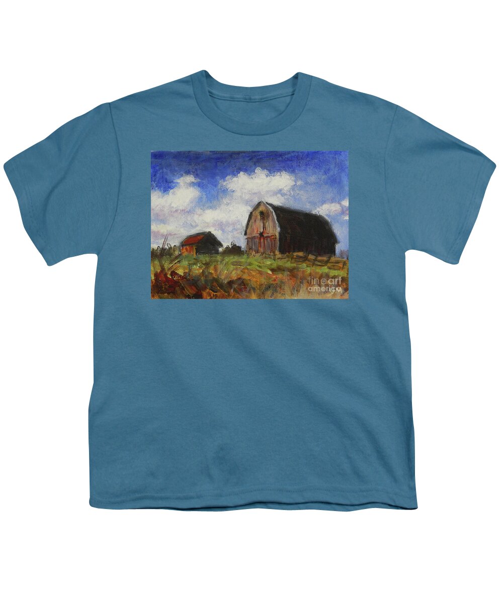 Farm Youth T-Shirt featuring the painting Barn by Yoshiko Mishina
