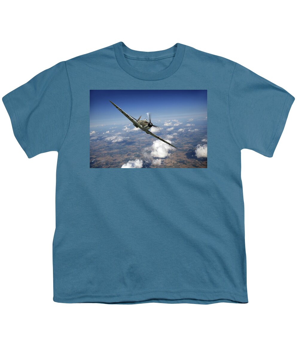 Spitfire Youth T-Shirt featuring the photograph Battle of Britain Spitfire Mk I by Gary Eason