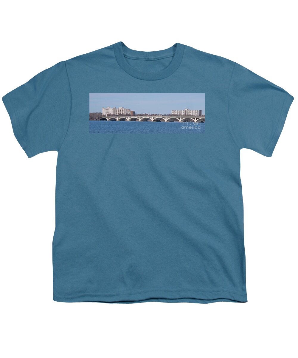 Bridge Youth T-Shirt featuring the photograph Belle Isle Bridge Panorama wide by Ann Horn