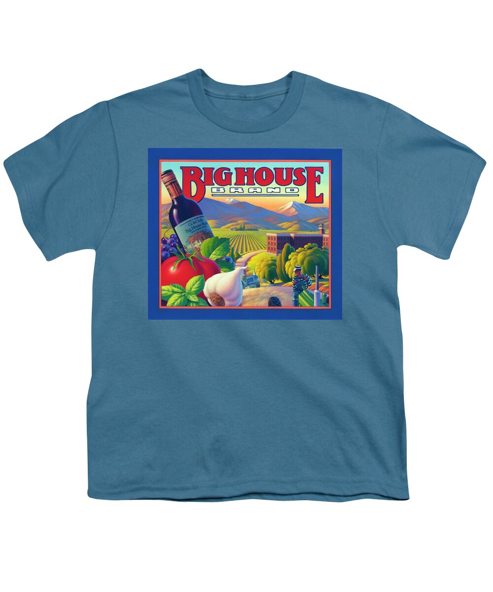 Big House Wine Youth T-Shirt featuring the painting Big House Red by Robin Moline