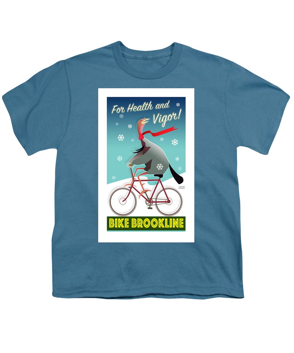 Brookline Turkeys Youth T-Shirt featuring the digital art Bike Brookline by Caroline Barnes