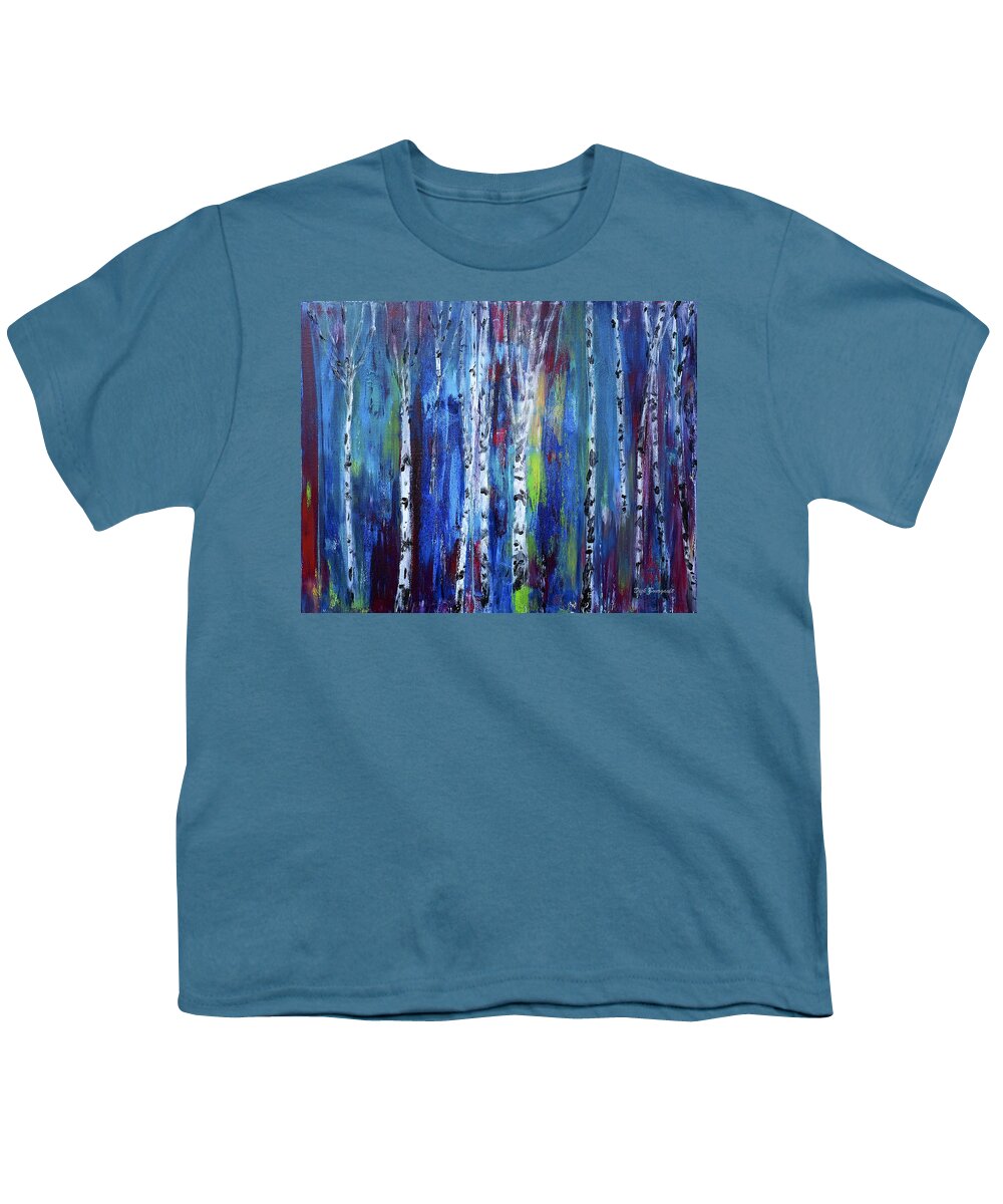 Birches Youth T-Shirt featuring the painting Birch Trees by Dick Bourgault