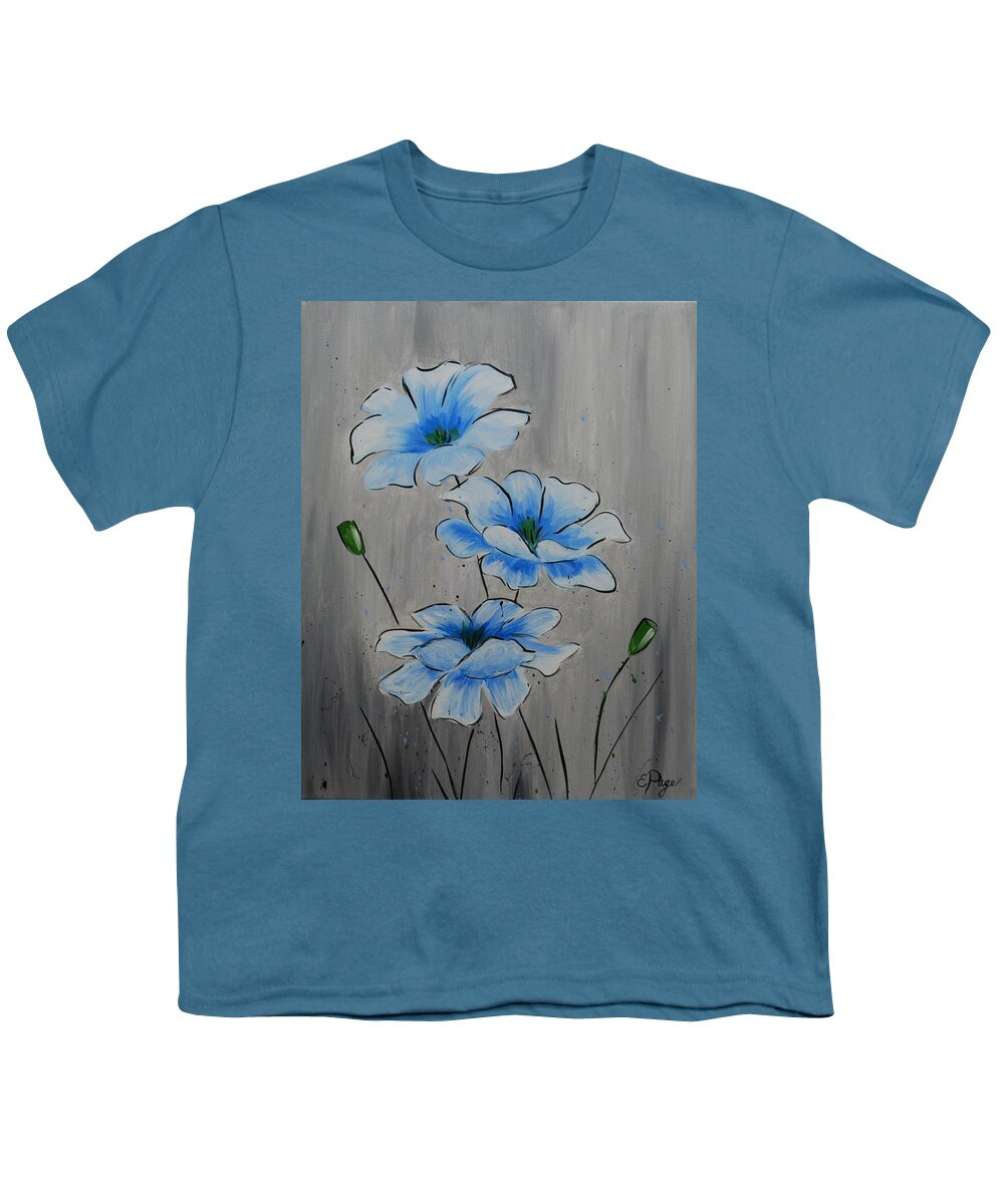Flower Youth T-Shirt featuring the painting Bleuming by Emily Page