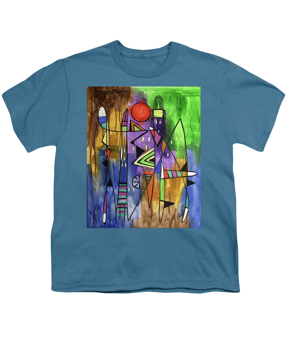 Abstract Youth T-Shirt featuring the painting Blood Moon Acts 2-20 by Anthony Falbo