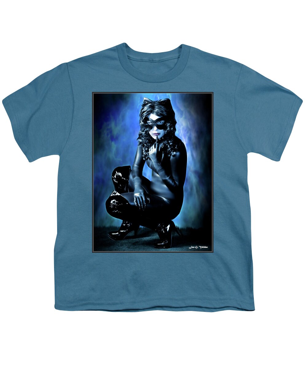 Cat Woman Youth T-Shirt featuring the photograph Blue Cat by Jon Volden