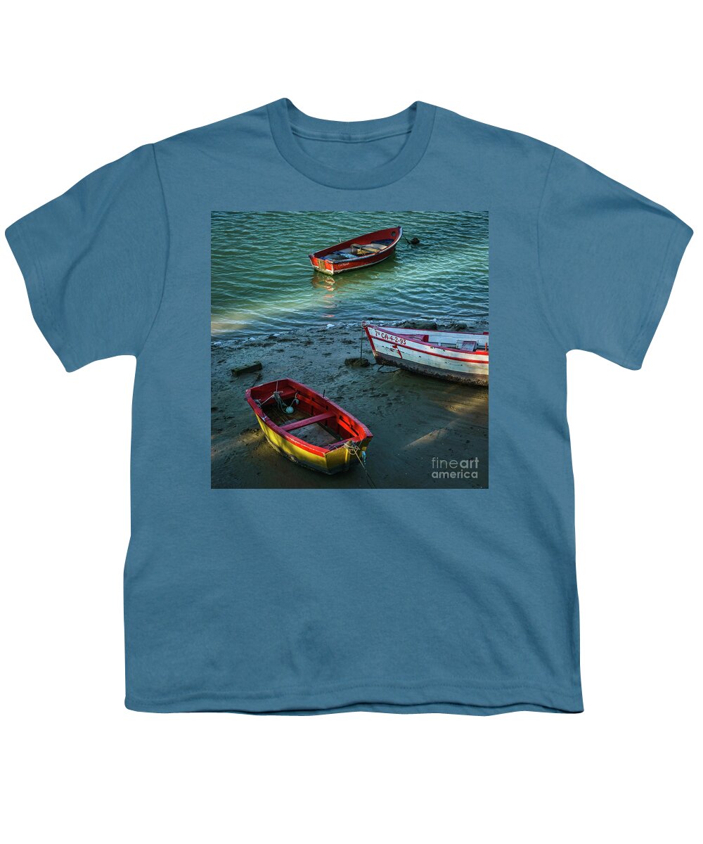 Andalucia Youth T-Shirt featuring the photograph Boats on San Pedro River Puerto Real Spain by Pablo Avanzini