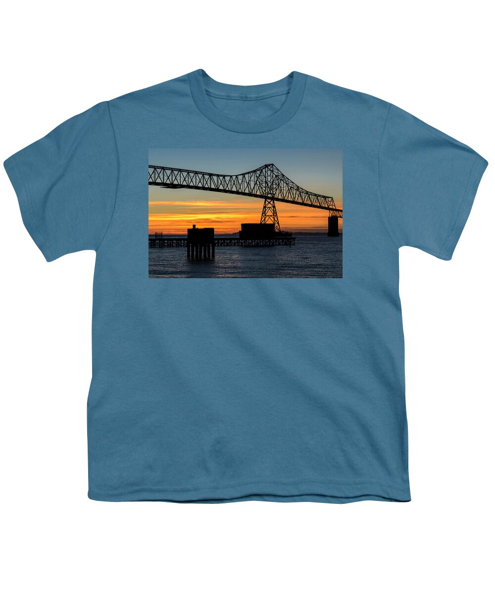 Astoria Youth T-Shirt featuring the photograph Bridge Sunset Silhouette by Robert Potts