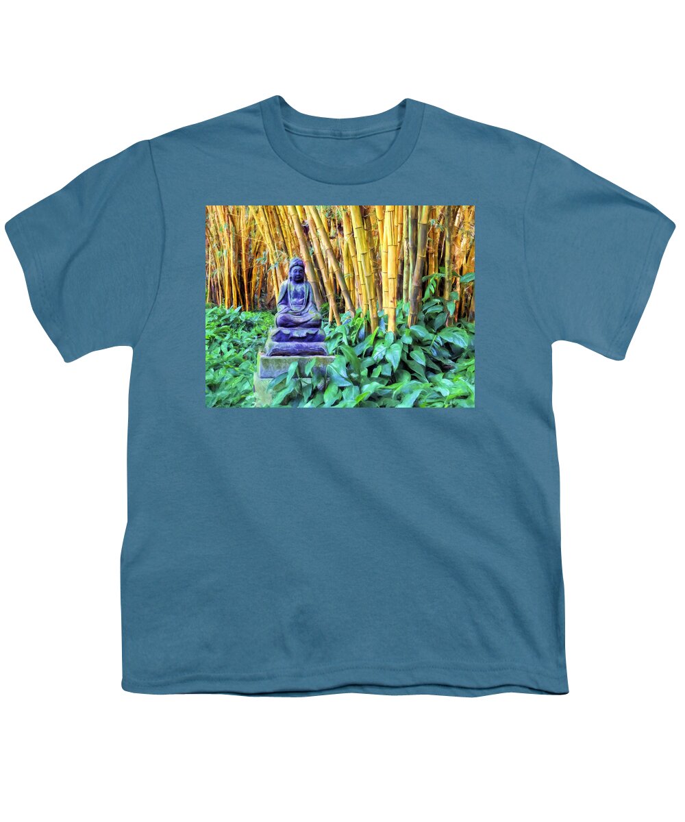 Hawaii Youth T-Shirt featuring the painting Buddha and Bamboo at Allerton Garden Kauai by Dominic Piperata