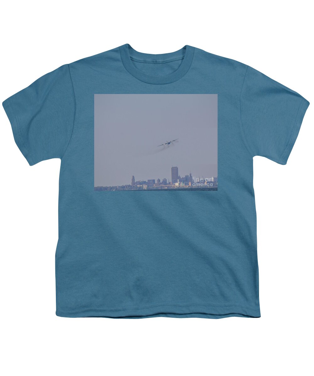 C130 Over Buffalo Youth T-Shirt featuring the photograph C130 over Buffalo by Jim Lepard