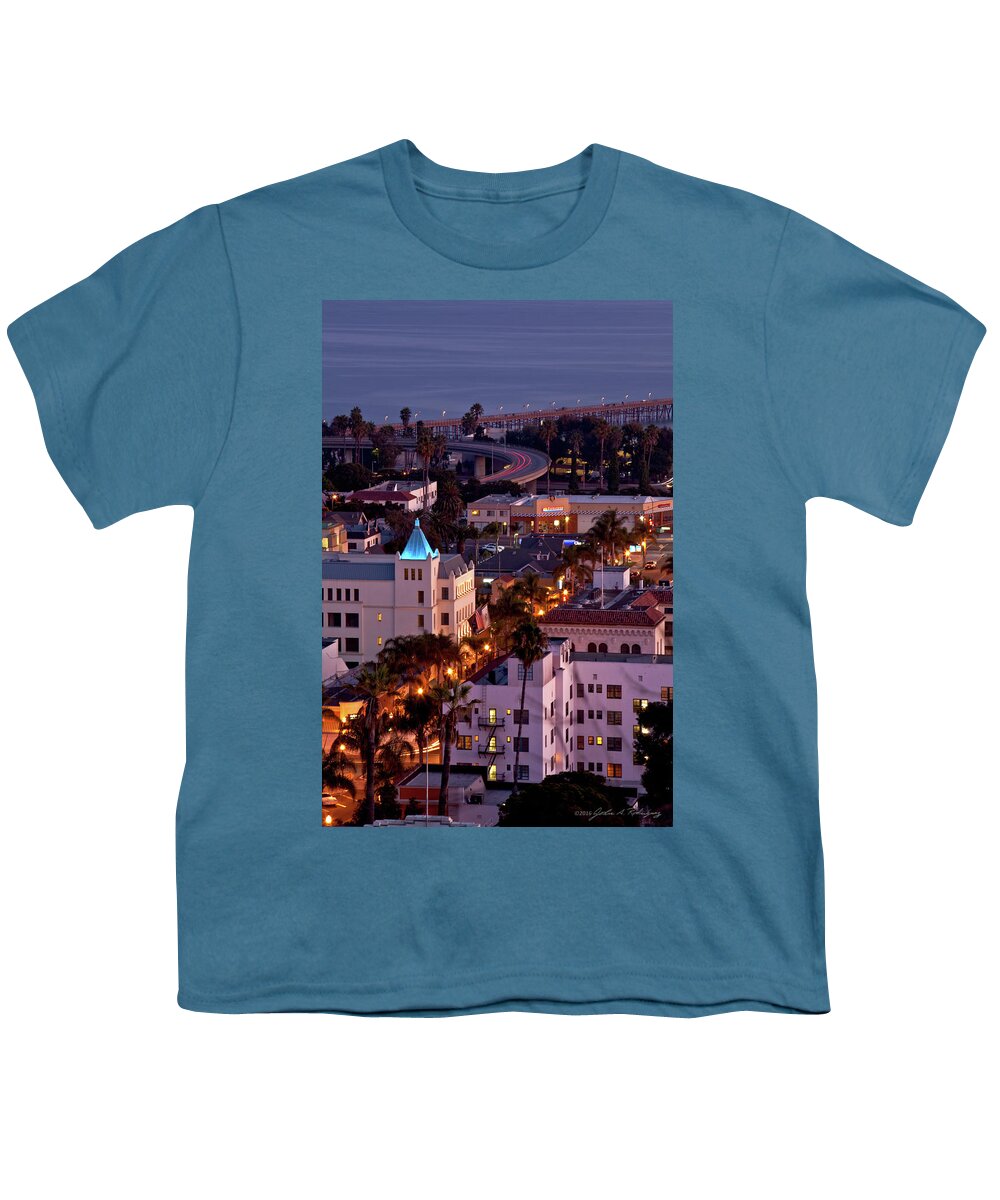 Ventura Youth T-Shirt featuring the photograph California Street at Ventura California by John A Rodriguez