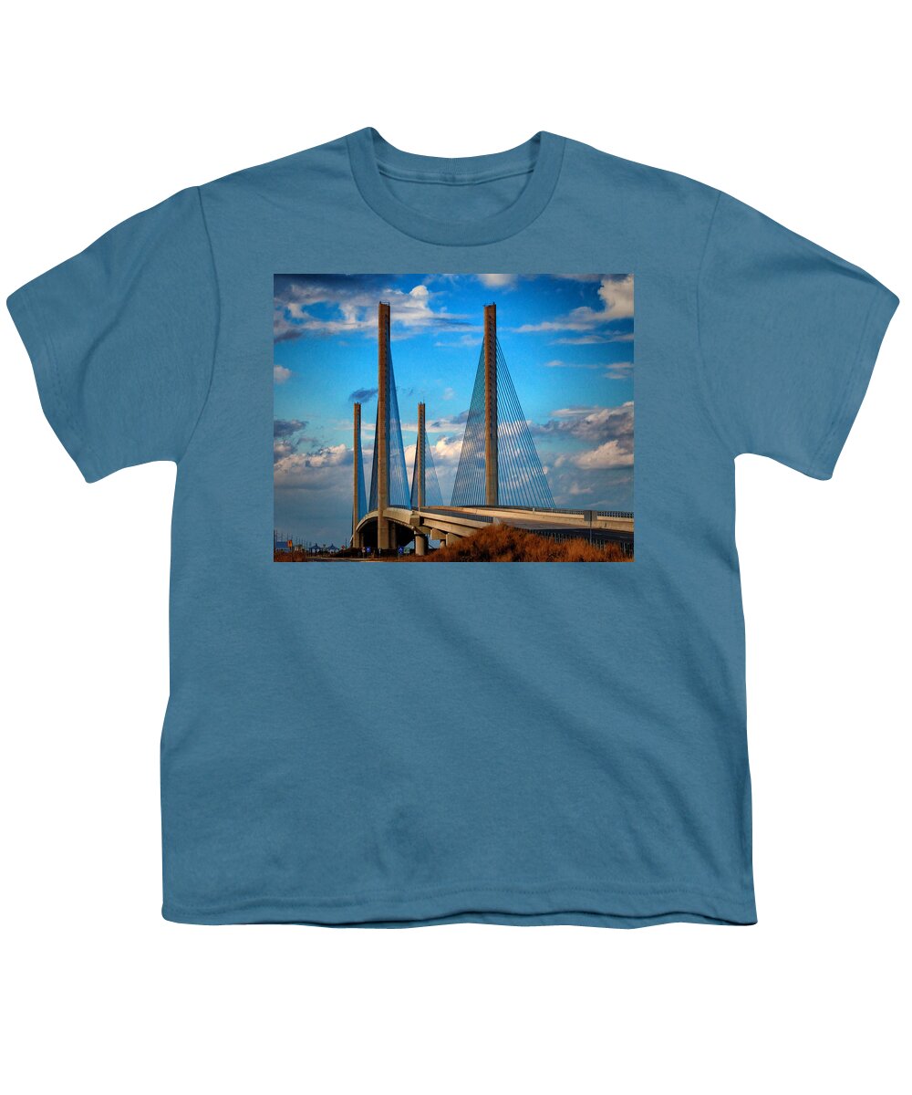 Indian River Bridge Youth T-Shirt featuring the photograph Charles W Cullen Bridge South Approach by Bill Swartwout