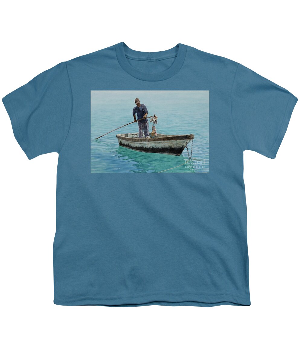 Roshanne Youth T-Shirt featuring the painting Conch Pearl by Roshanne Minnis-Eyma