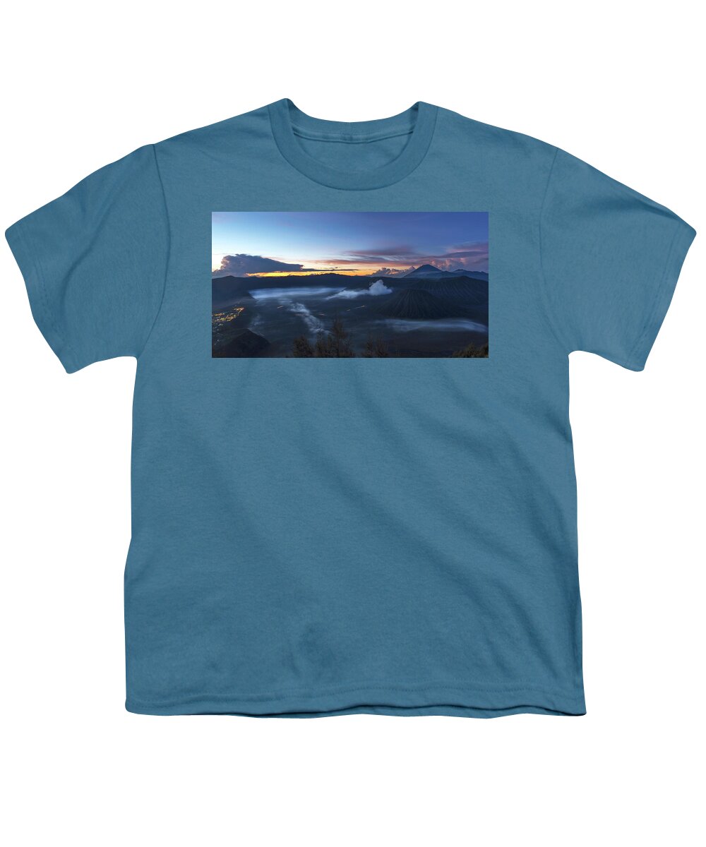 Landscape Youth T-Shirt featuring the photograph Dawn breaking scene of Mt Bromo by Pradeep Raja Prints