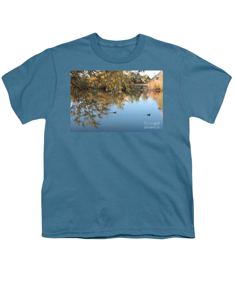Autumn Ducks Youth T-Shirt featuring the photograph Ducks on Peaceful Autumn Pond by Carol Groenen