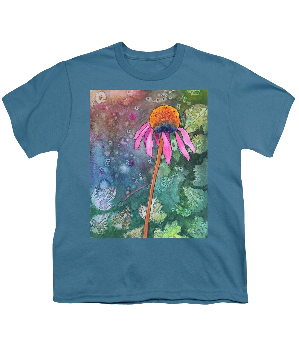 Echinacea Youth T-Shirt featuring the painting Echinacea by Nancy Jolley