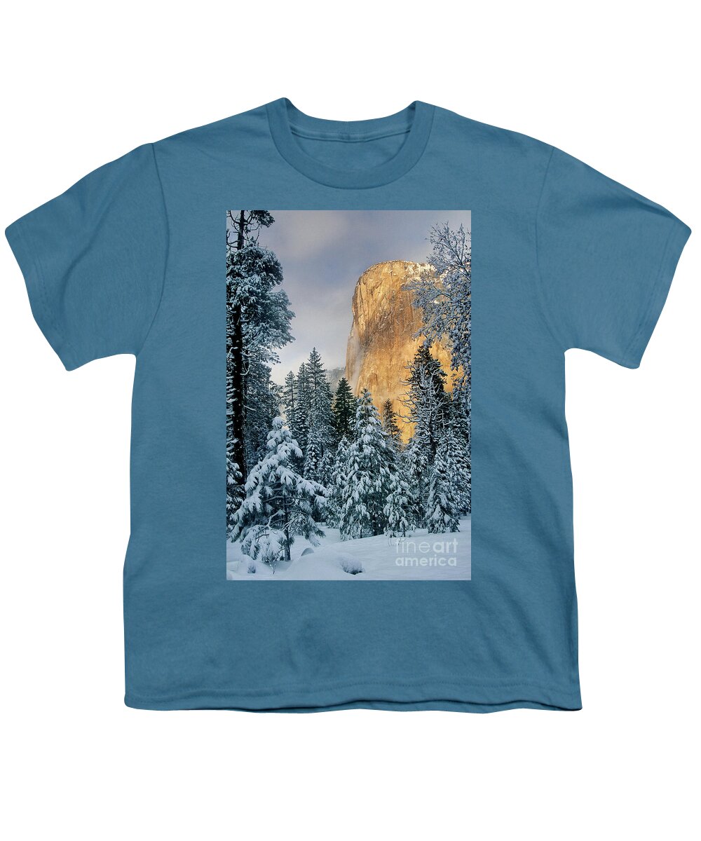 North America Youth T-Shirt featuring the photograph El Capitan on a Winter Morning Yosemite National Park California by Dave Welling
