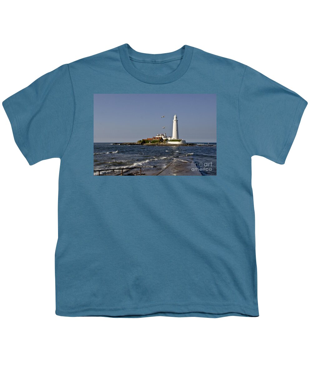 Lighthouse Youth T-Shirt featuring the photograph Evening at St. Mary's Lighthouse by Elena Perelman