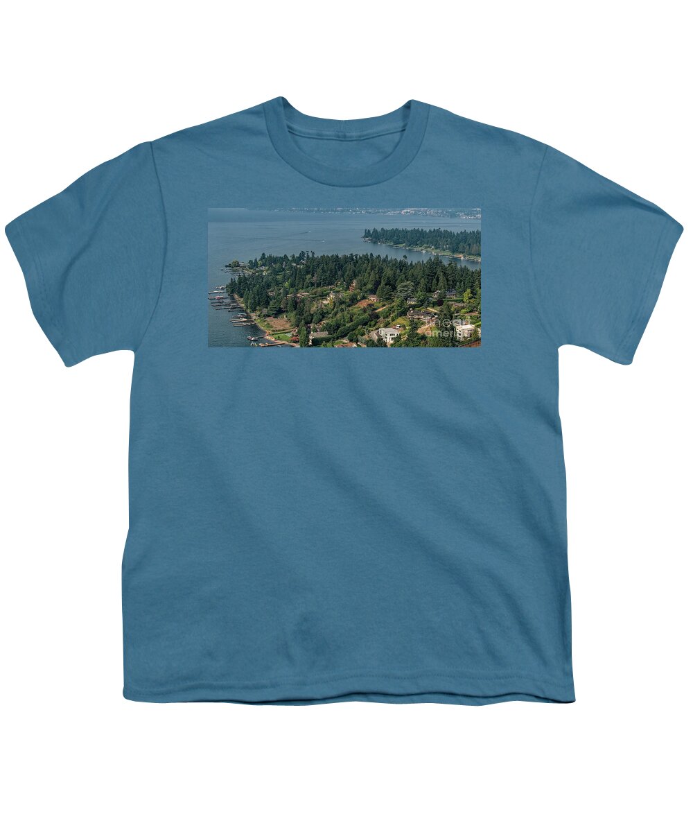 Evergreen Point Youth T-Shirt featuring the photograph Evergreen Point Aerial in Medina, Washington by David Oppenheimer