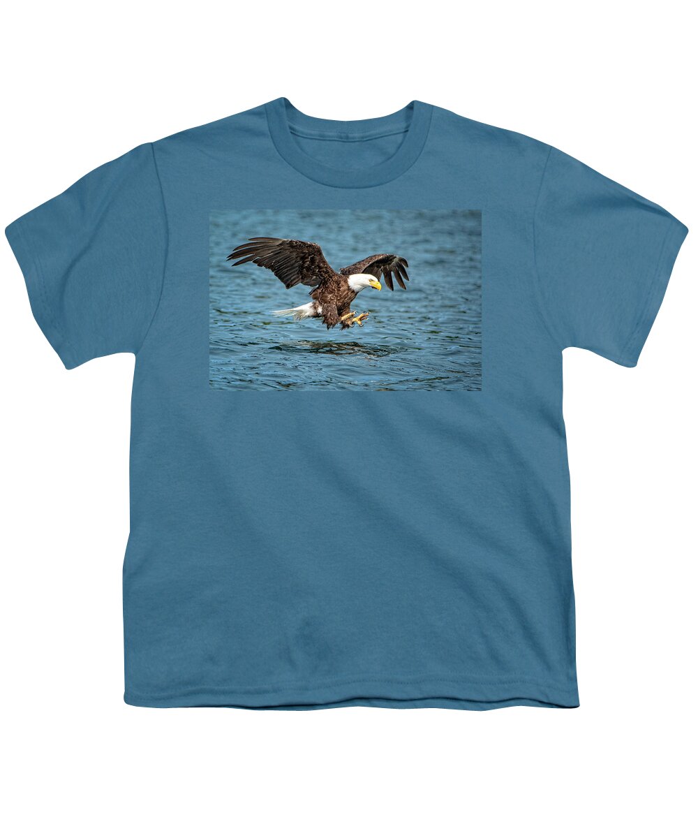 Bald Eagle Youth T-Shirt featuring the photograph Fishing by Jeanette Mahoney