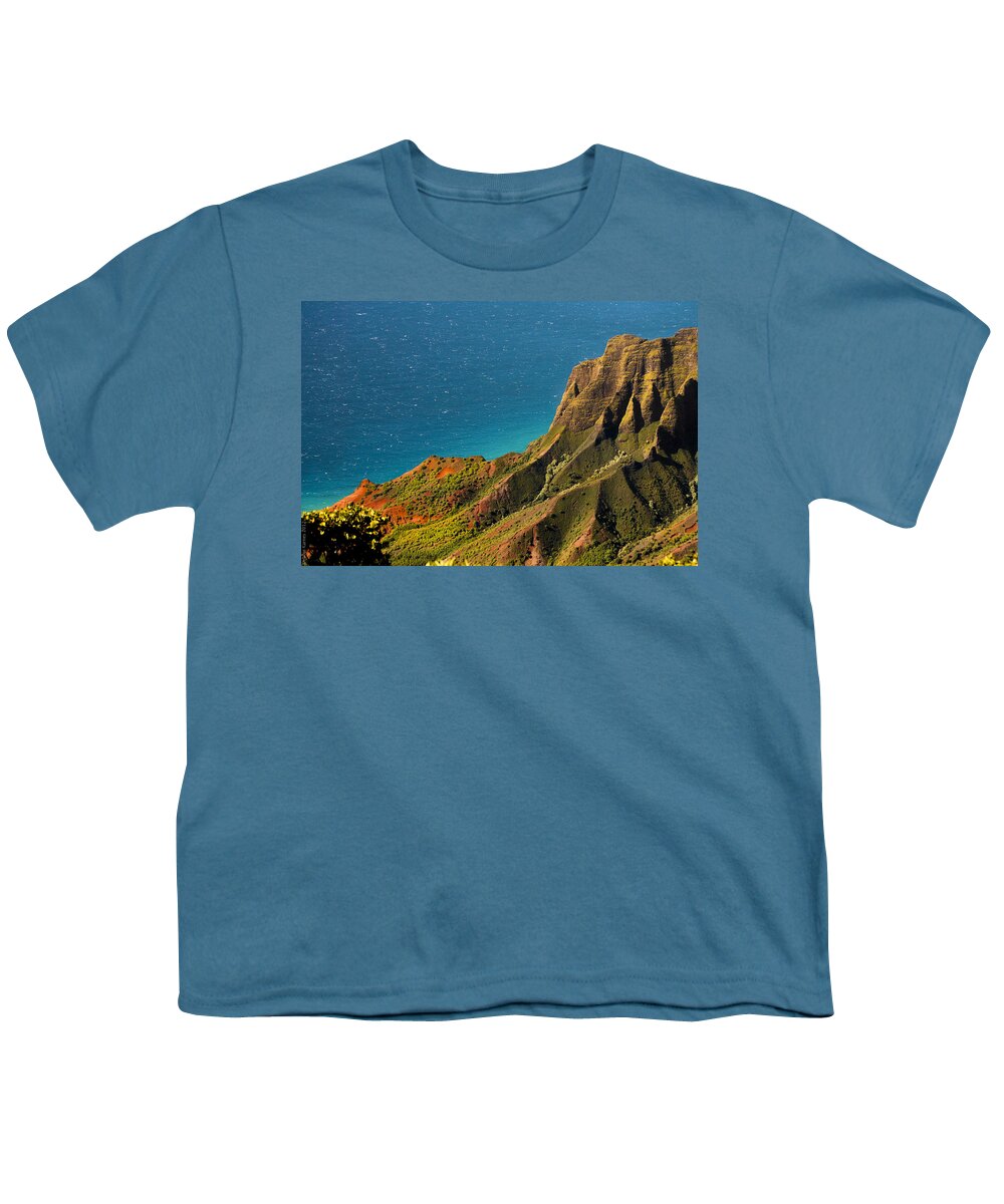 Pacific Ocean Youth T-Shirt featuring the photograph From the Hills of Kauai by Debbie Karnes