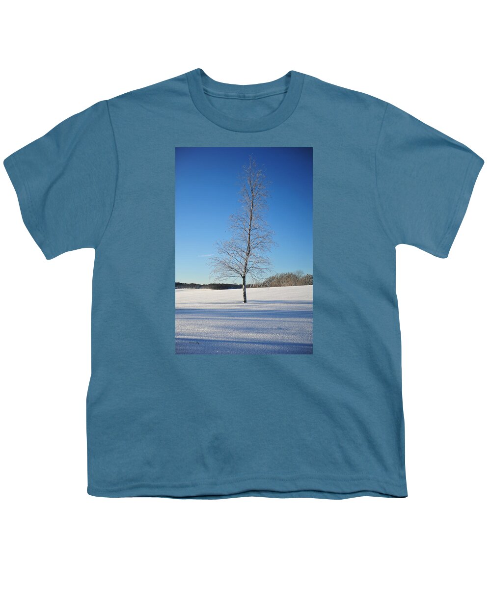 Season Youth T-Shirt featuring the photograph Frozen Birch by Randi Grace Nilsberg