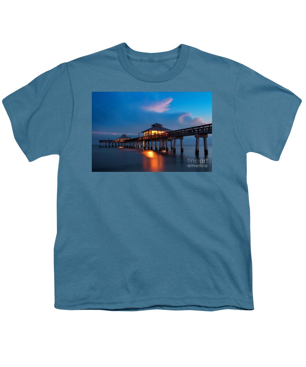 Florida Youth T-Shirt featuring the photograph Ft Myers Pier Twilight by Brian Jannsen