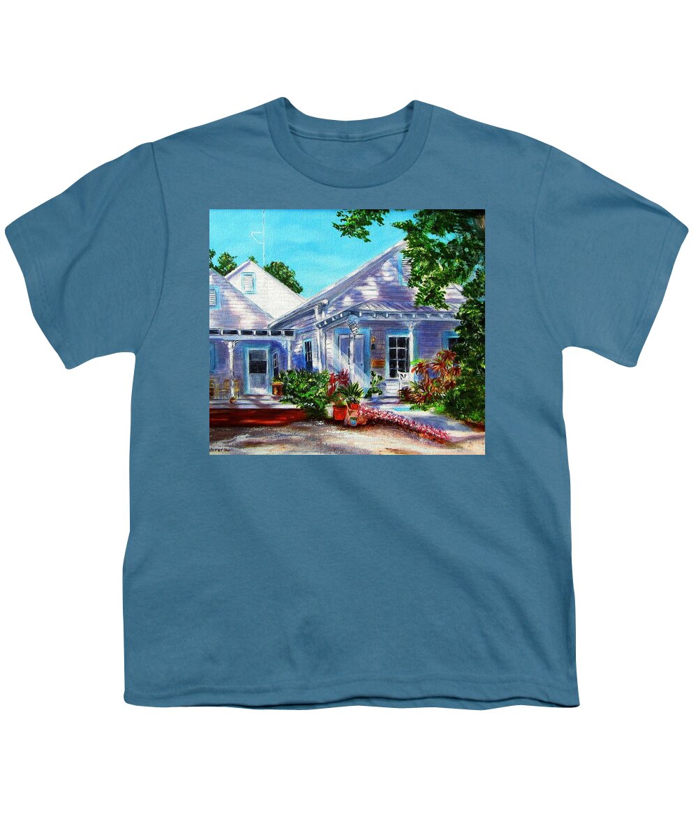 Georgia Street Youth T-Shirt featuring the painting Georgia Street, Key West by Linda Cabrera