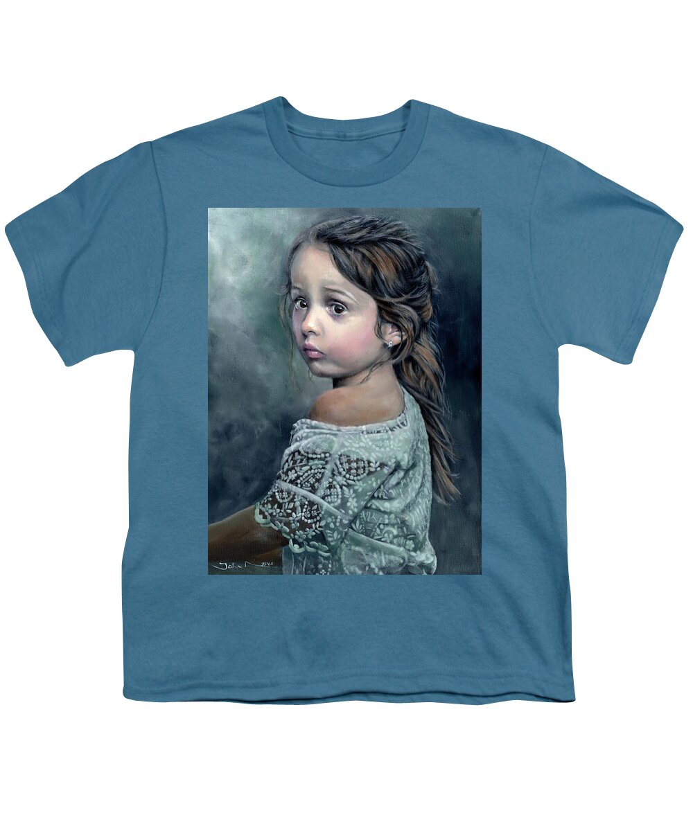 Girl Youth T-Shirt featuring the painting Girl in Lace by John Neeve