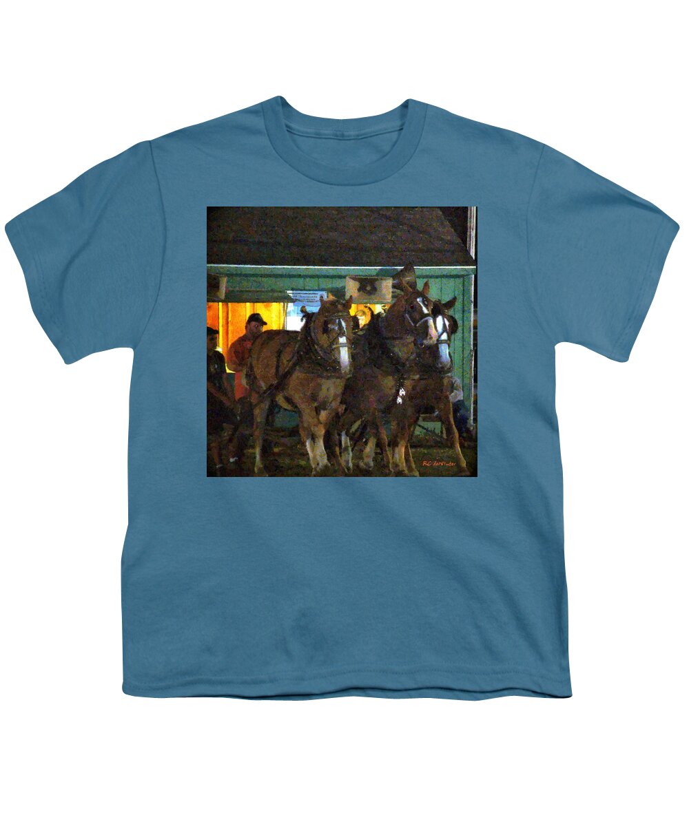 Horses Youth T-Shirt featuring the painting Heading into the Ring by RC DeWinter