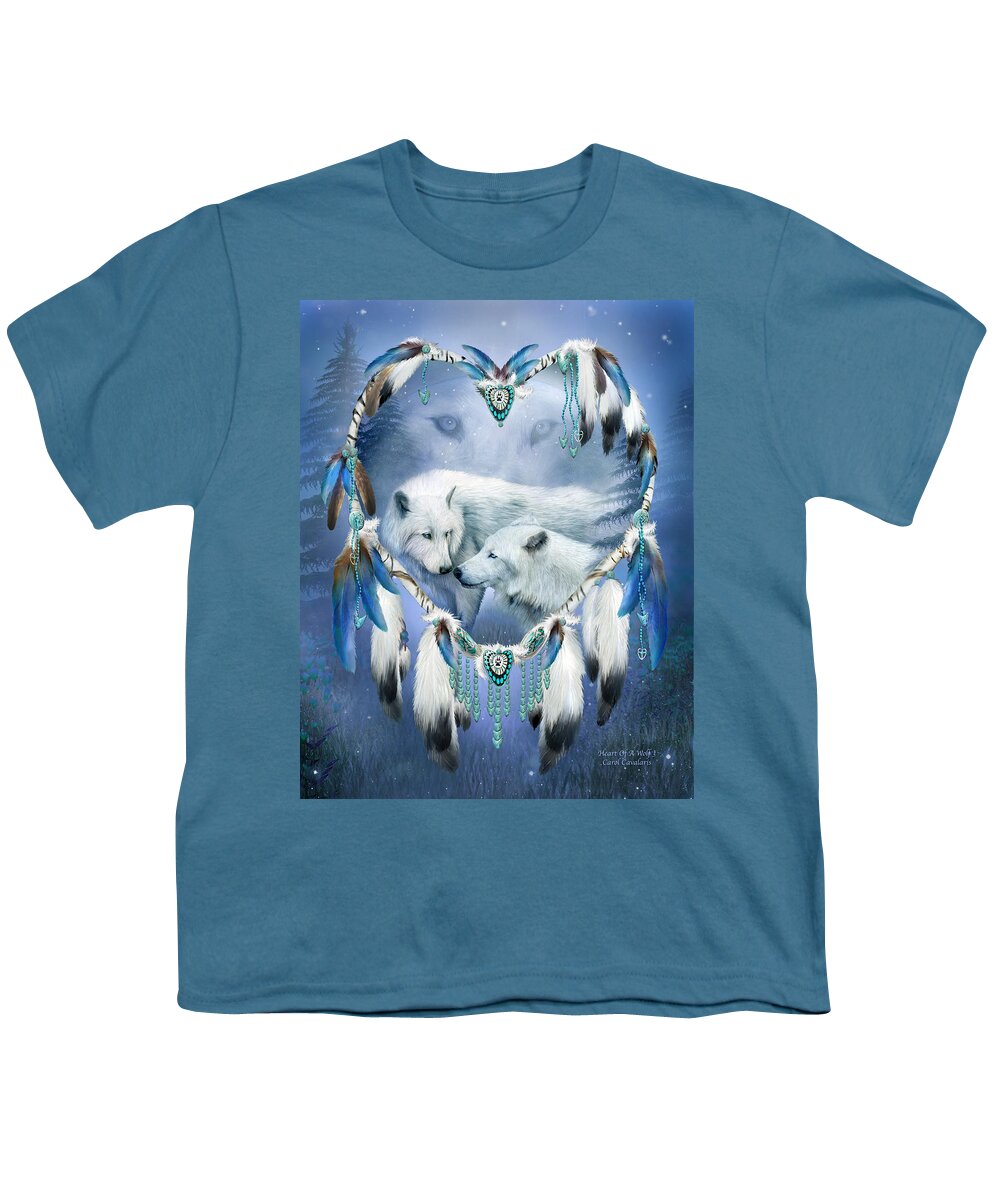 Carol Cavalaris Youth T-Shirt featuring the mixed media Heart Of A Wolf 3 by Carol Cavalaris