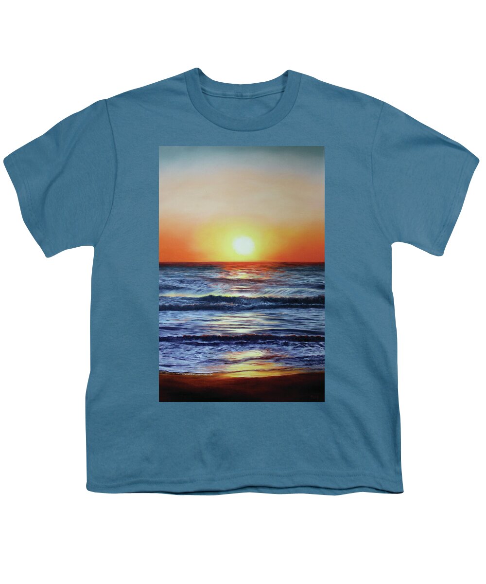Sunrise; Ocean; Beach; Holgate Youth T-Shirt featuring the painting Holgate Sunrise 5 by Marg Wolf