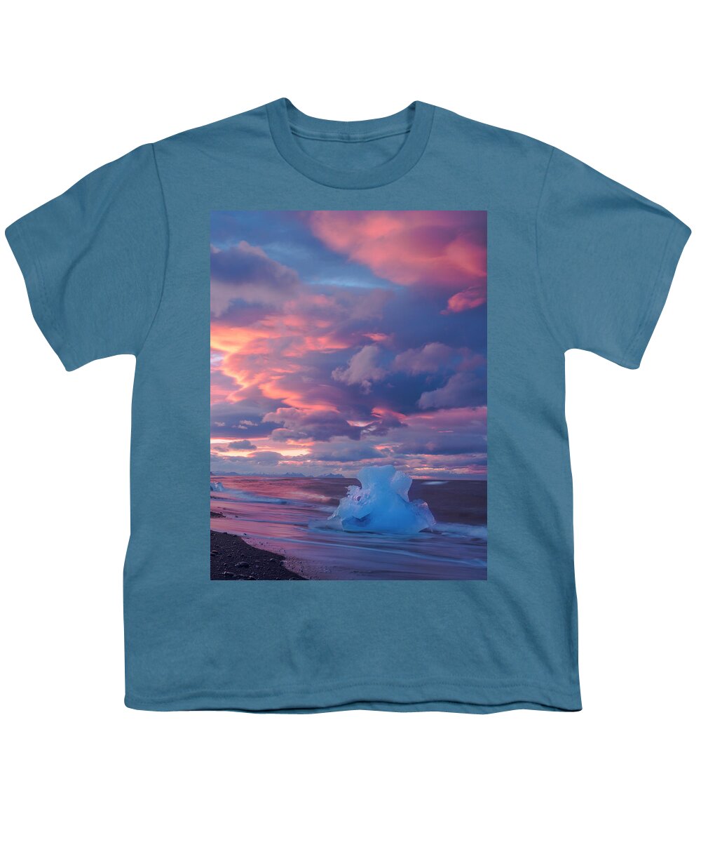 Iceland Youth T-Shirt featuring the photograph Ice Ignites by Emily Dickey