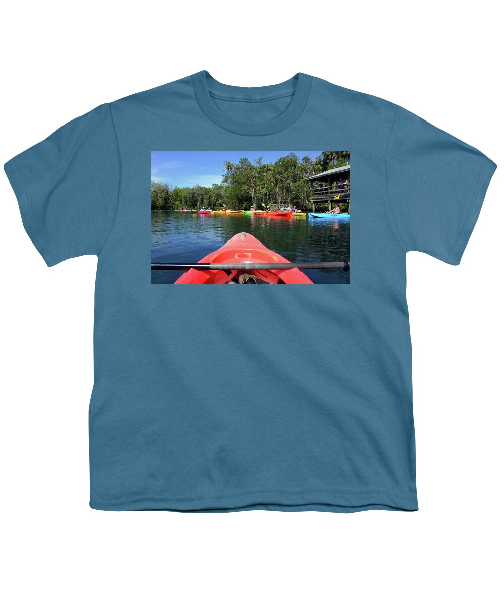 Kayaking For Manatees Youth T-Shirt featuring the photograph Kayaking for Manatees by David Lee Thompson