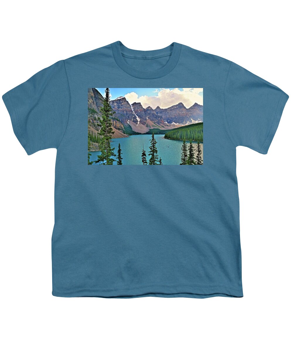 Moraine Youth T-Shirt featuring the photograph Lone Canoe by Frozen in Time Fine Art Photography