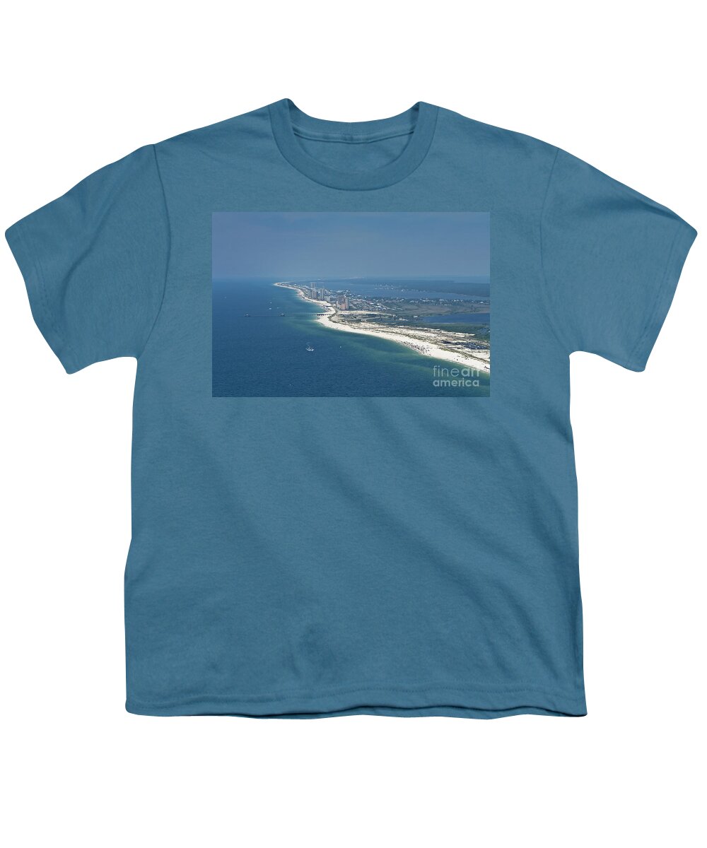 Gulf Shores Youth T-Shirt featuring the photograph Long, aerial, beach view by Gulf Coast Aerials -