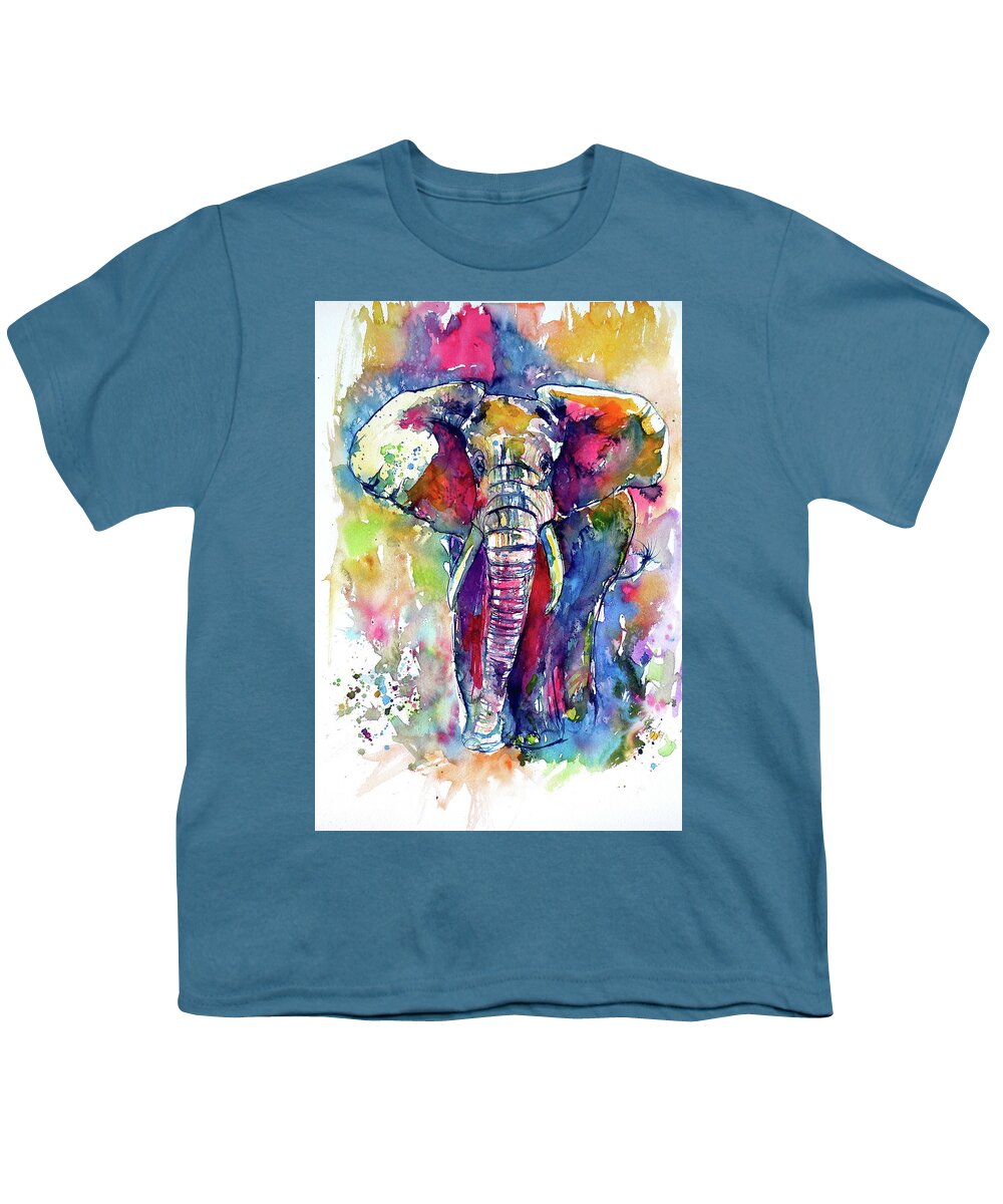 Majestic Youth T-Shirt featuring the painting Majestic elephant I by Kovacs Anna Brigitta