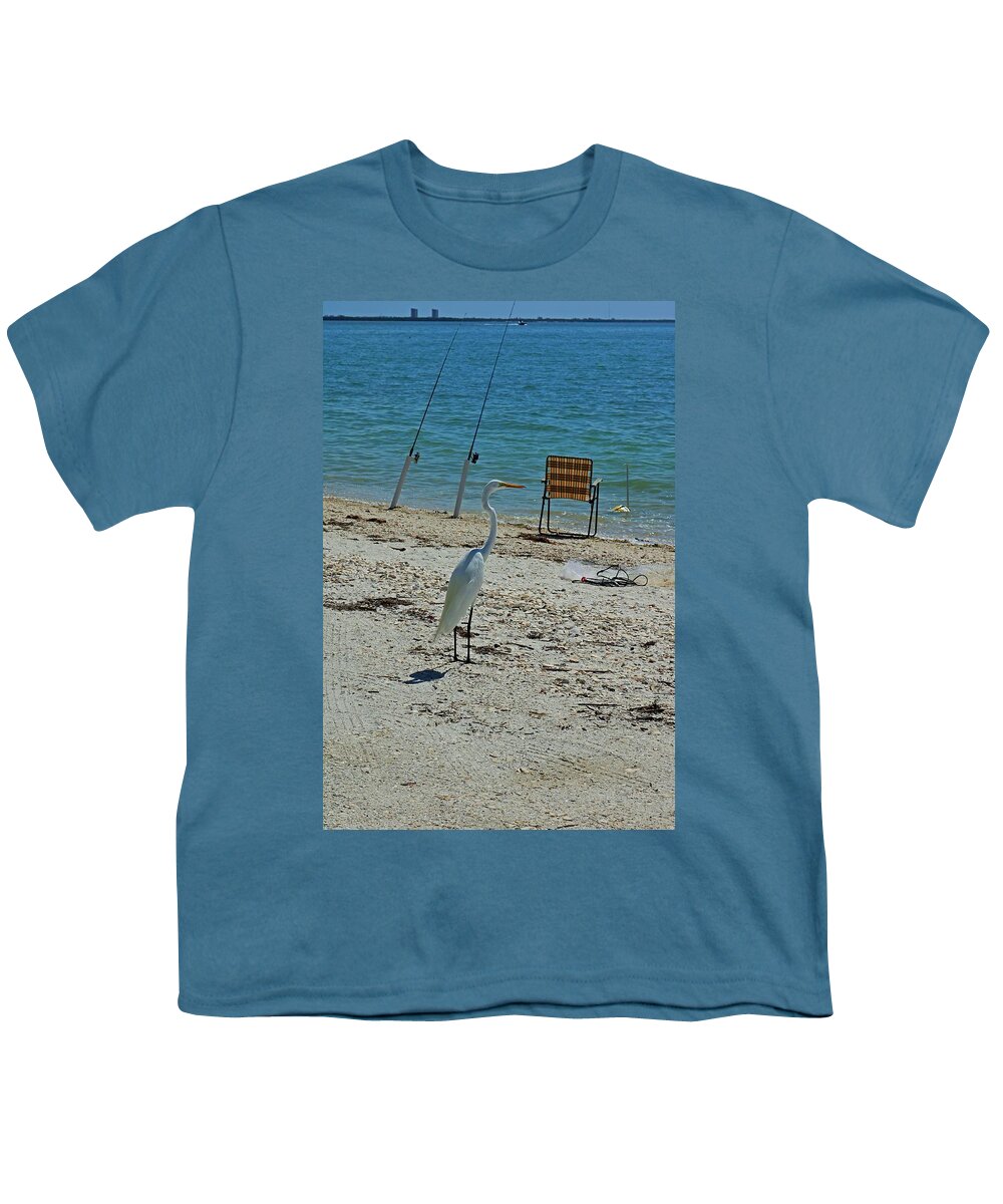 Great White Heron Youth T-Shirt featuring the photograph Mr. Persistence by Michiale Schneider