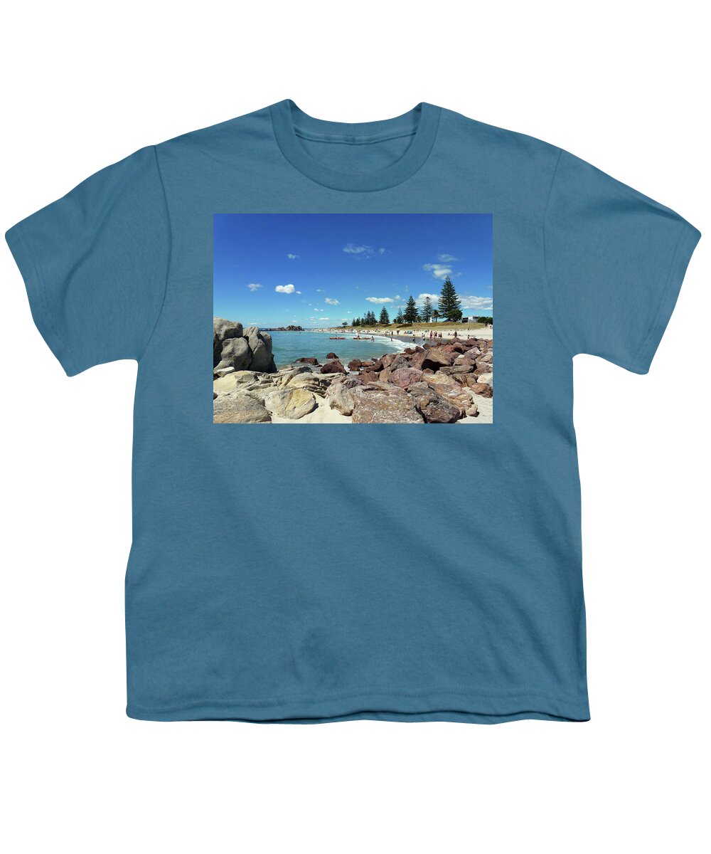 Mt Maunganui Youth T-Shirt featuring the photograph Mt Maunganui Beach 3 - Tauranga New Zealand by Selena Boron