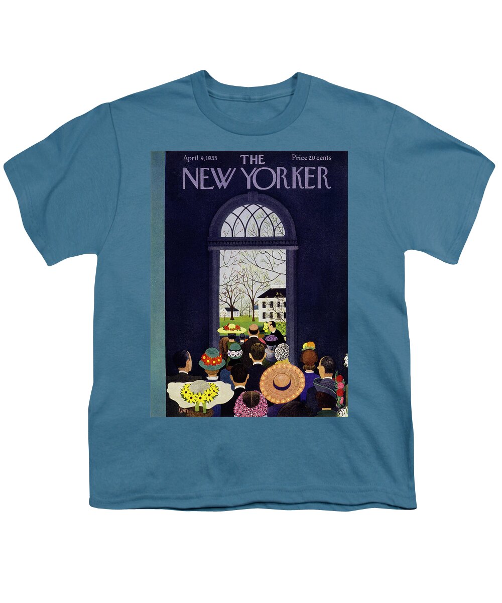 Congregation Youth T-Shirt featuring the painting New Yorker April 9 1955 by Charles E Martin