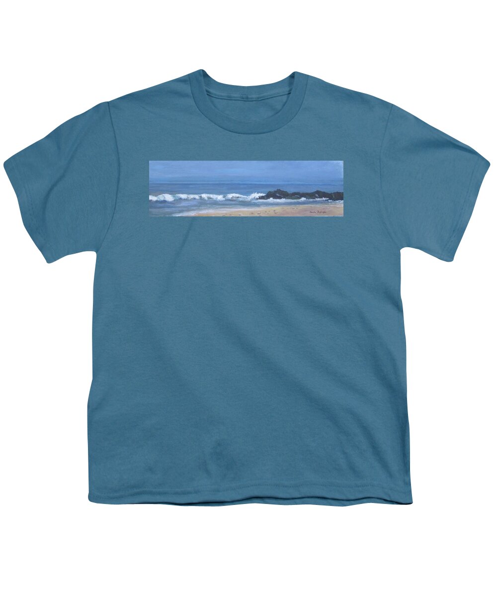 Ocean Youth T-Shirt featuring the painting Ocean Meets Jetty by Paula Pagliughi