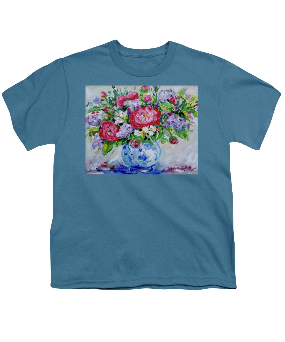 Flowers Youth T-Shirt featuring the painting Peonies and Lilacs by Ingrid Dohm