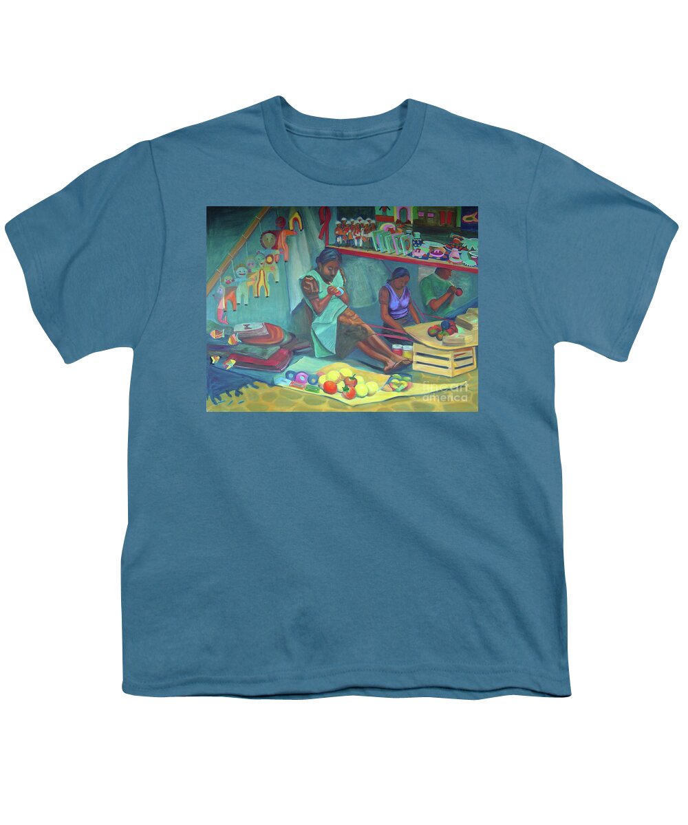 Mexico Youth T-Shirt featuring the painting Pintando Artesanias by Lilibeth Andre