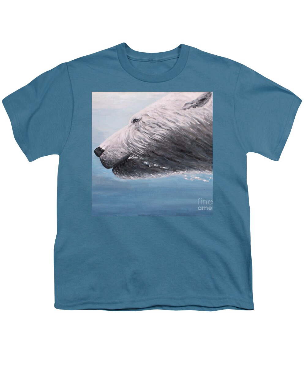 Polar Youth T-Shirt featuring the painting Polar Bear Splash by Judy Kirouac