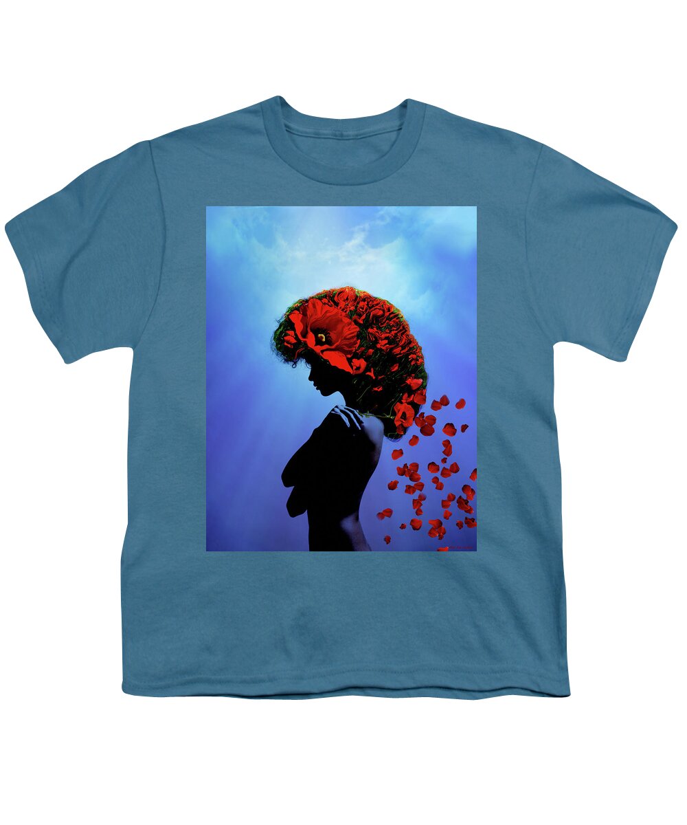 Girl With Poppy Youth T-Shirt featuring the digital art Poppy Girl by Lilia S