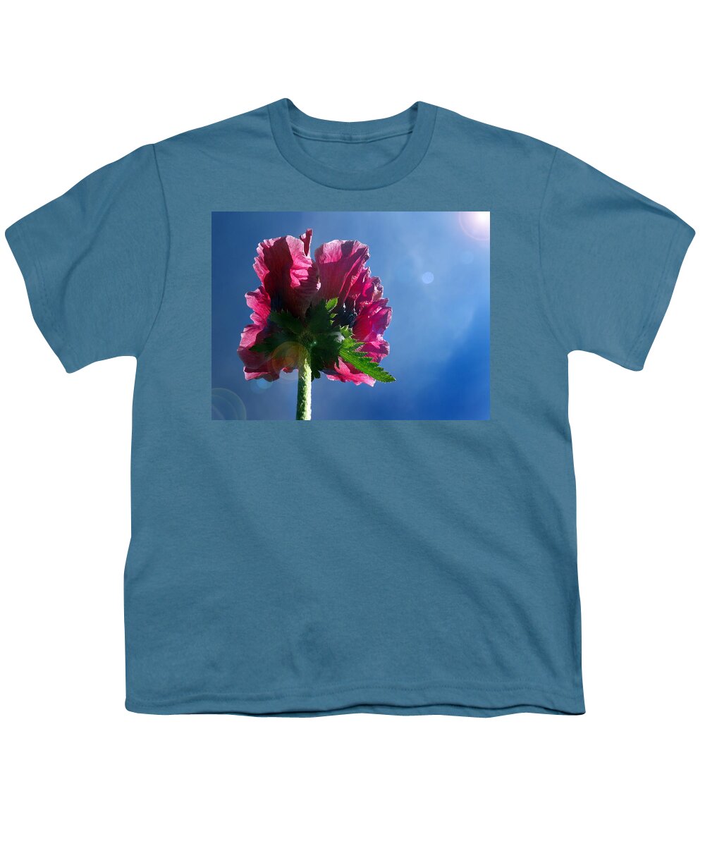 Back Side Of Flowers Youth T-Shirt featuring the photograph Poppy in the Sun by David T Wilkinson