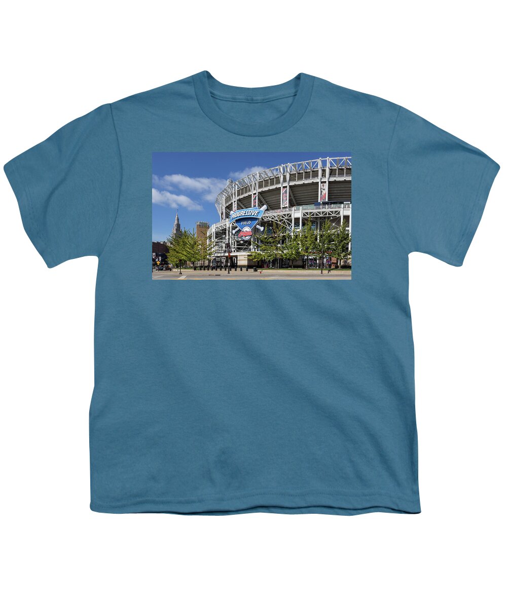 Progressive Field Youth T-Shirt featuring the photograph Progressive Field In Cleveland Ohio by Dale Kincaid