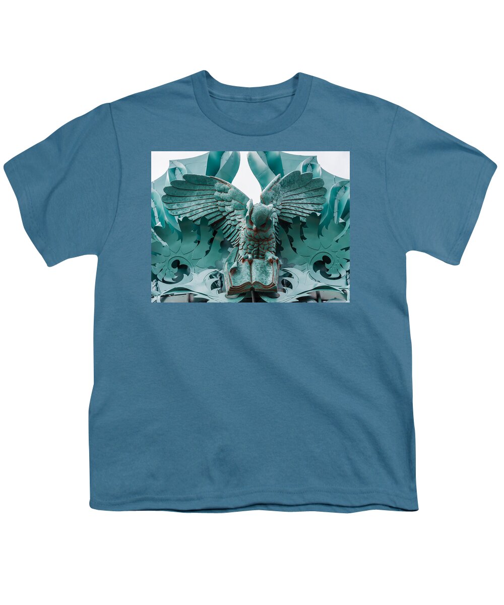 Gargoyle Youth T-Shirt featuring the photograph Read This by Charles McCleanon