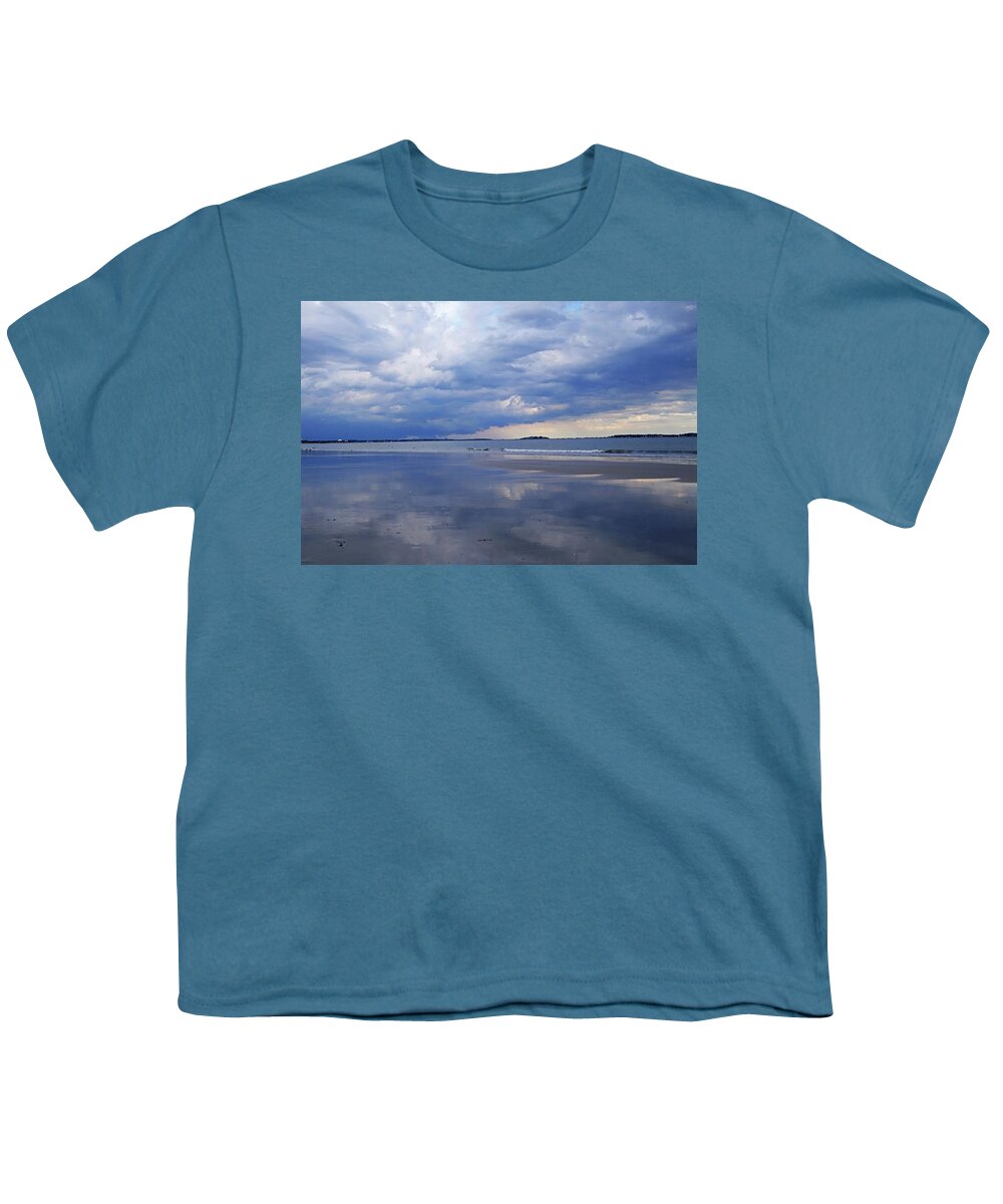 Revere Youth T-Shirt featuring the photograph Revere MA Storrmy Weather Revere Beach by Toby McGuire
