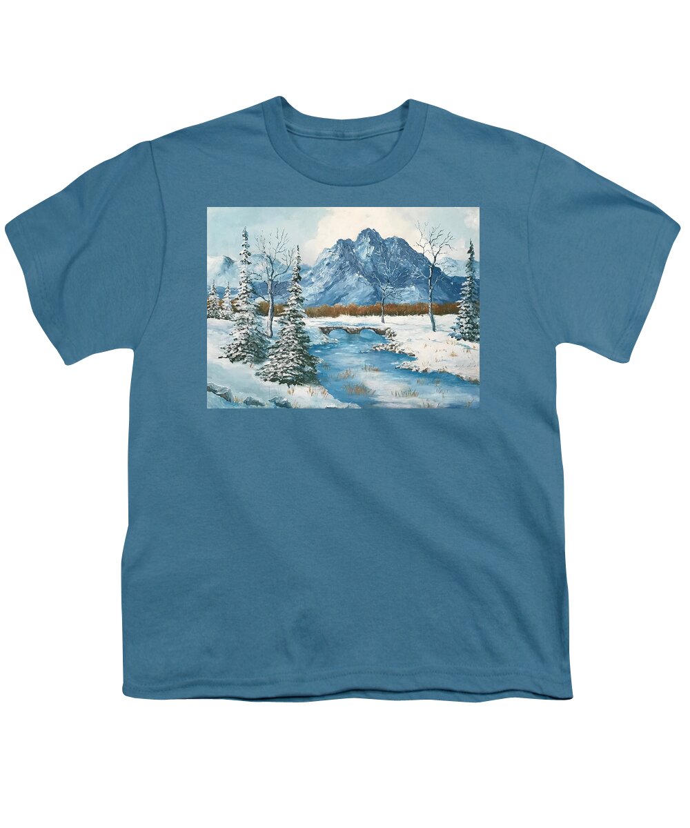Nez Perce Youth T-Shirt featuring the painting Nez Perce Mountains by ML McCormick