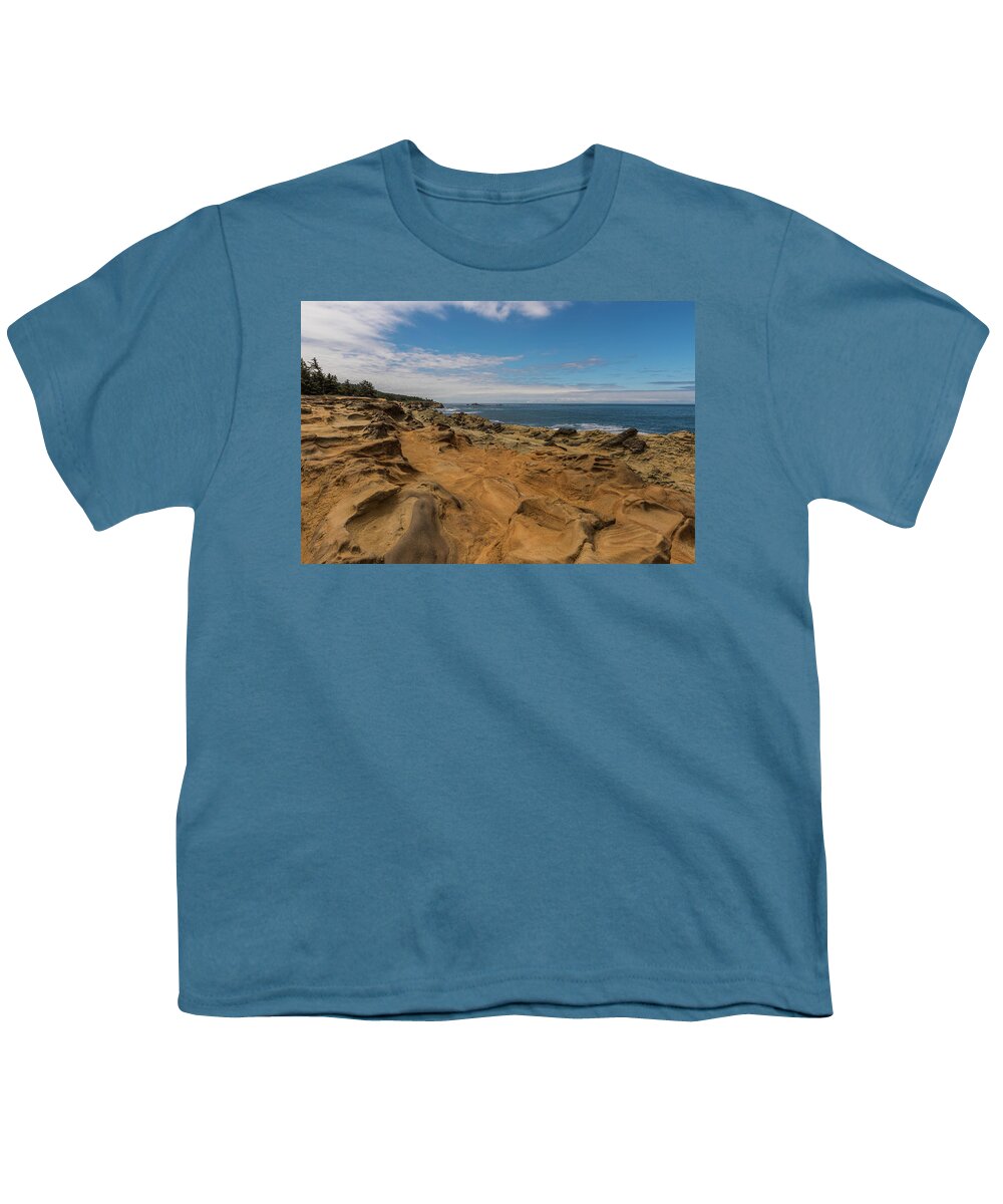 Brenda Jacobs Fine Art Youth T-Shirt featuring the photograph Rock Formations at Shore Acres on the Oregon Coast by Brenda Jacobs